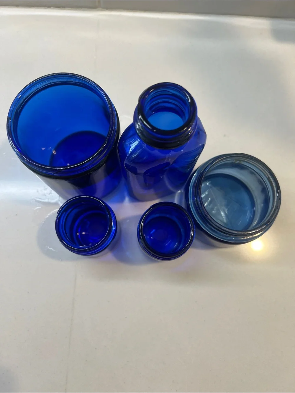 Cobalt Vintage Blue Glass Jar Bottle Set - Versatile Home Dining Storage - Picture 3 of 6